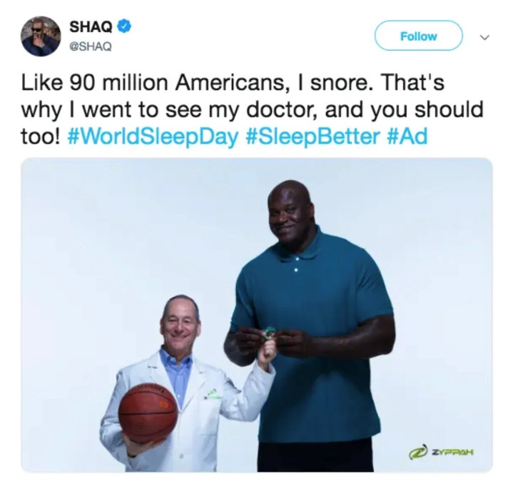 Shaq X / Twitter Ad for - #WorldSleepDay #SleepBetter 