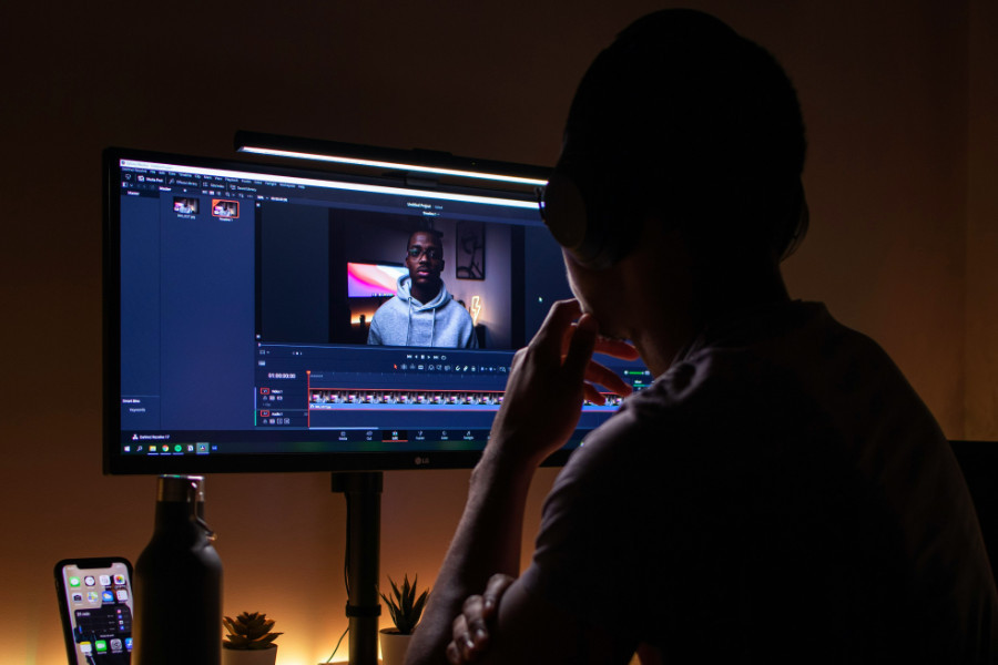 a digital creator editing video content