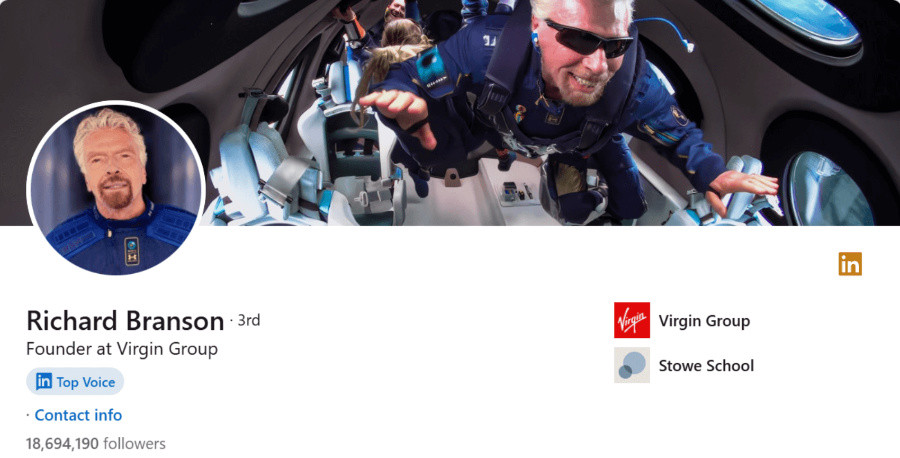 Richard Branson LinkedIn profile