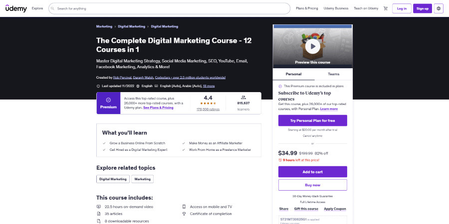 Udemy Complete Digital Marketing Course