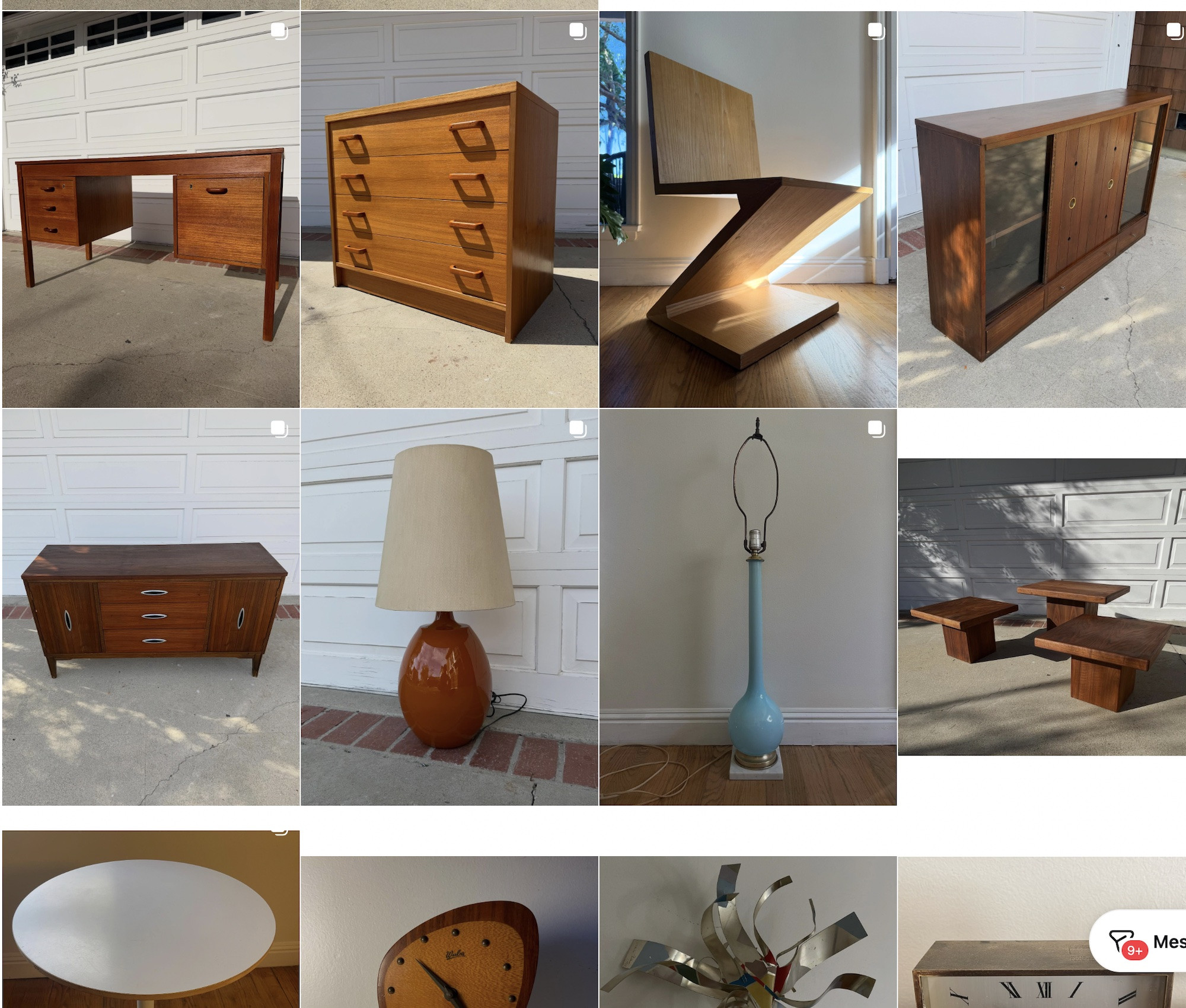 Selection of vintage furniture sourced and restored for independent resale