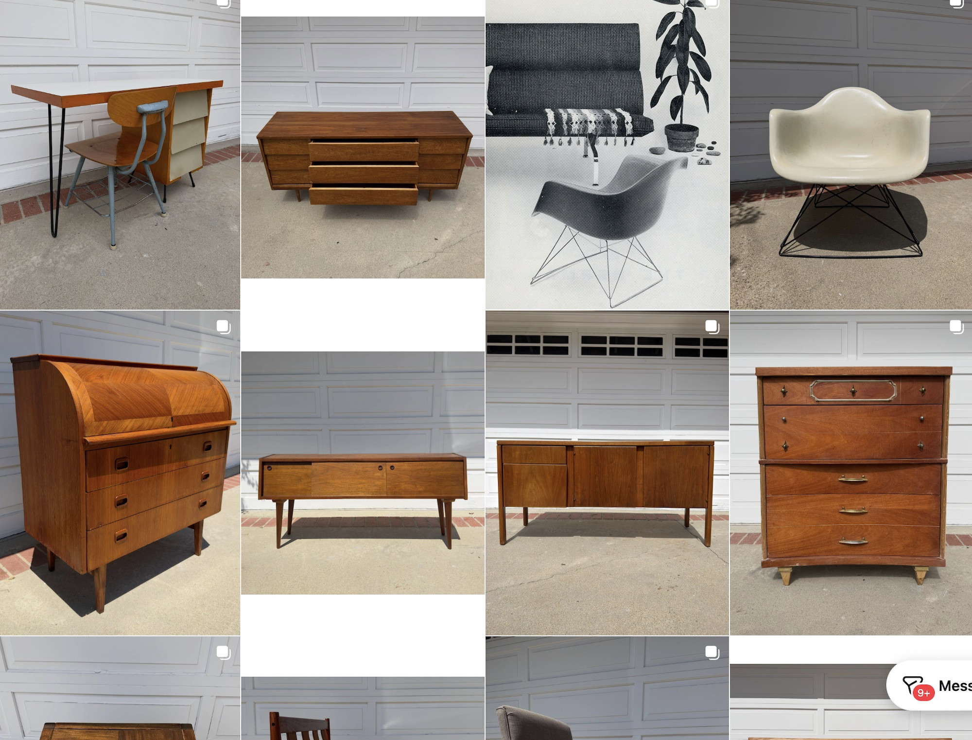 Selection of vintage furniture sourced and restored for independent resale