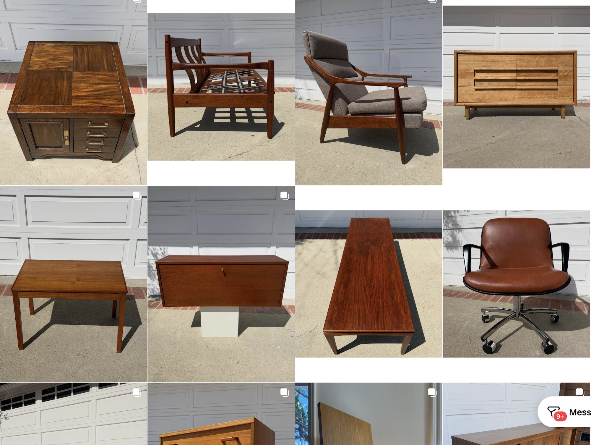 Selection of vintage furniture sourced and restored for independent resale