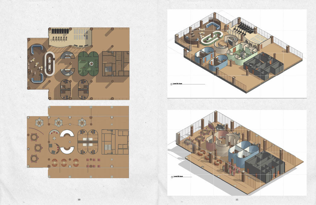 Workplace Project: Summer Fridays Rendered Floor Plan & Axon